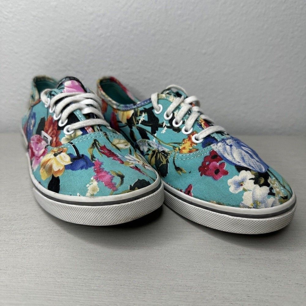 VANS Off The Wall Blue Floral Print Canvas Low Top Shoes